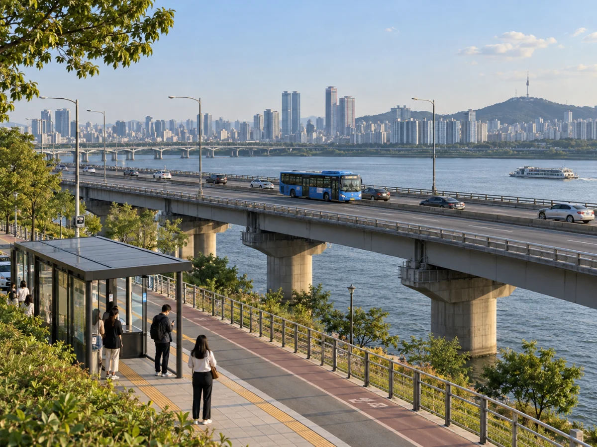 잠수교 차량 통제 후 반포대교로 우회하는 740번 405번 버스